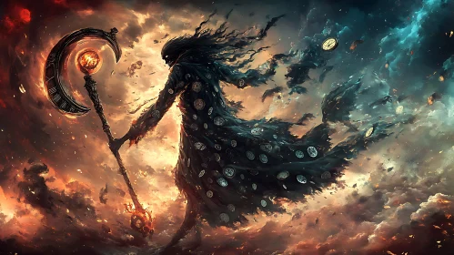 Clockwork Reaper in Cloudy Sky