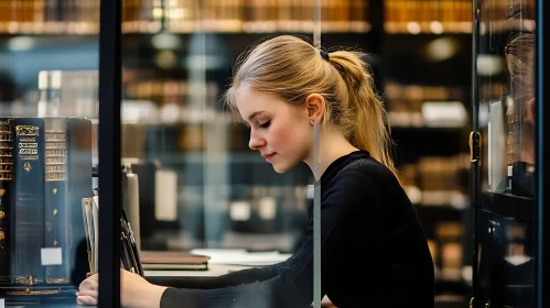 Library Study Session with Focused Student