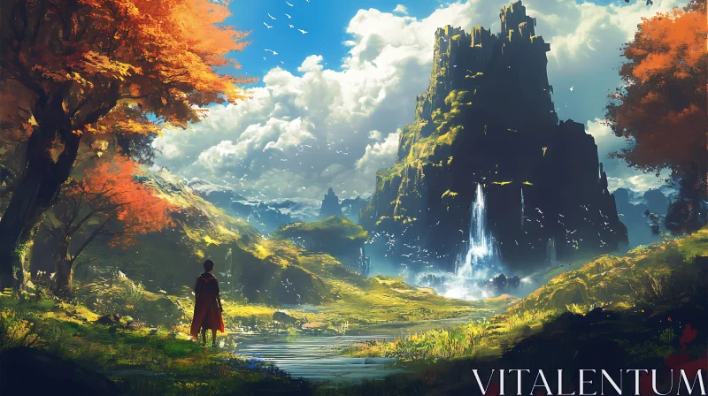 Scenic Mountain Waterfall View Landscape