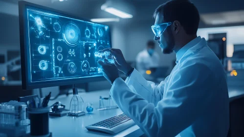 Lab Researcher Analyzing Molecular Structure