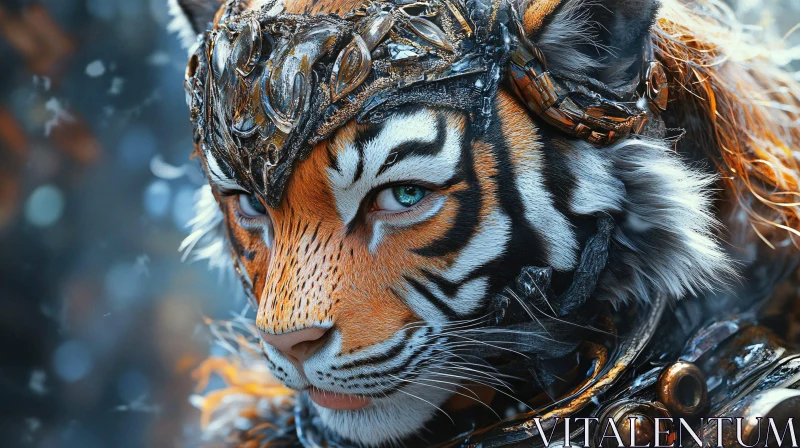 Tiger in Armor: A Majestic Portrait AI Image