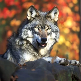 Grey Wolf in the Fall