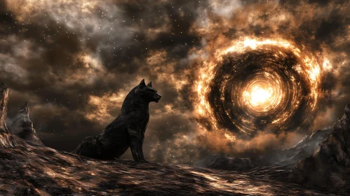 Night Wolf and the Glowing Portal