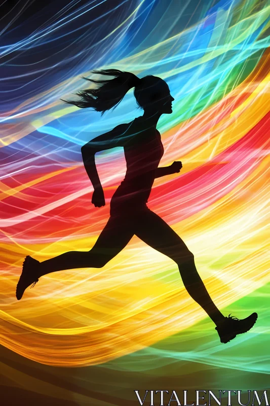 Silhouette of Runner with Colorful Background