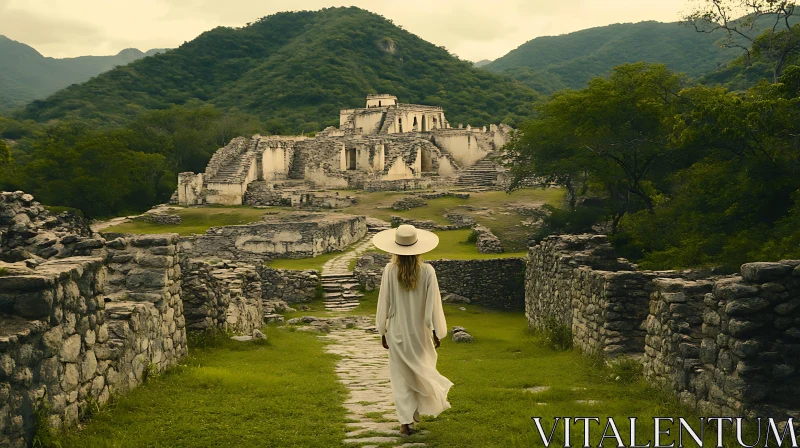 Woman in White at Ancient Site