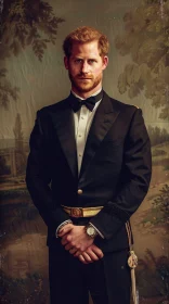 Elegant Portrait of Prince Harry in Black Tie Attire