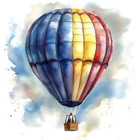 Watercolor Hot Air Balloon in the Sky