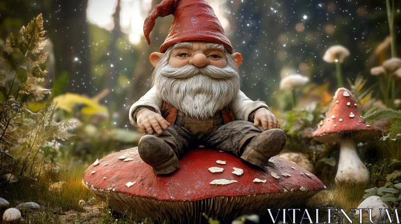 AI ART Forest Gnome on Toadstool