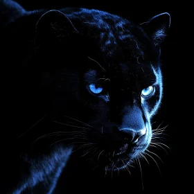 Mysterious Panther Gaze in the Darkness