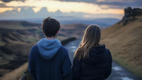 Peaceful Couple on a Mountain Path