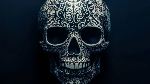Intricate Patterned Skull Art Piece