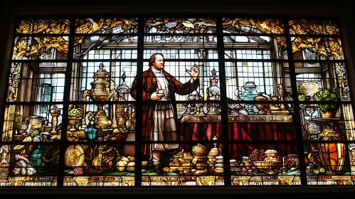 Ornate Stained Glass Man Still Life