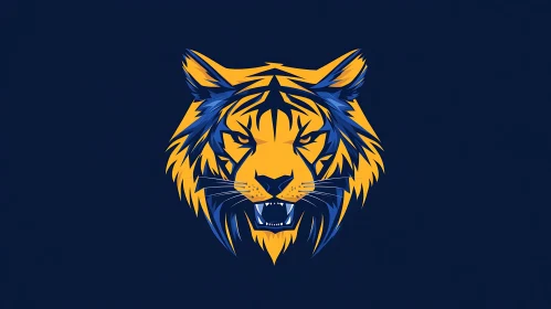 Stylized Tiger Illustration on Blue