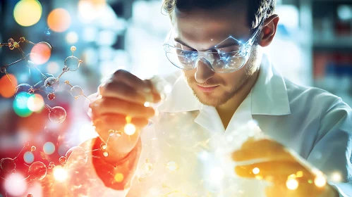 Scientist Analyzing Molecular Structure