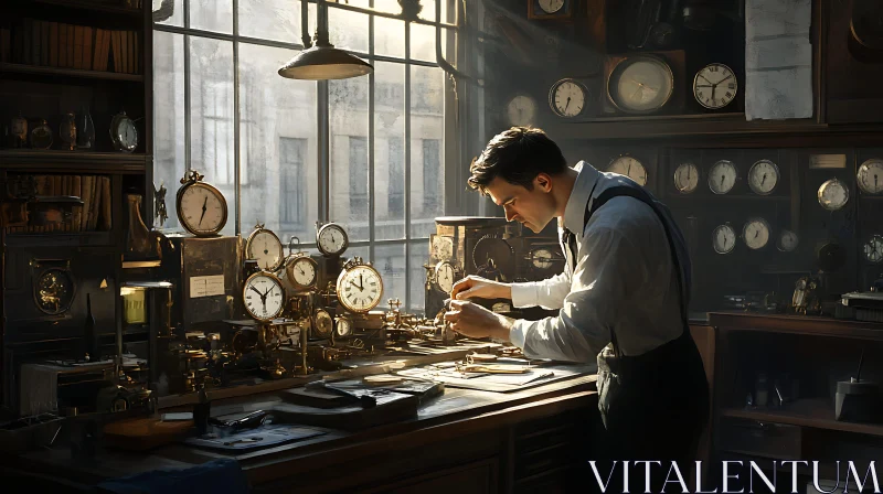 Vintage Clockmaker at Work
