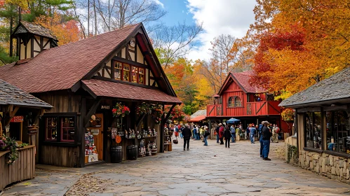 Picturesque Fall Scene in a Historic Town