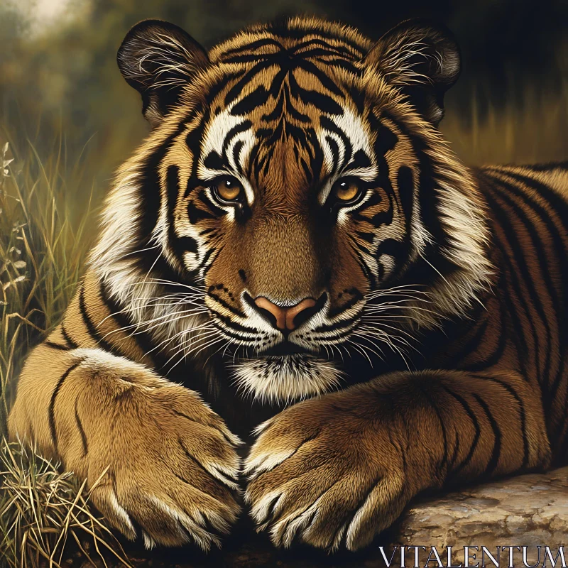 Resting Tiger Close-Up