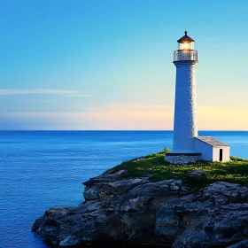 Coastal Lighthouse Scene with Ocean View