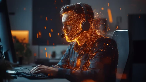 Virtual Reality User with Digital Overlay