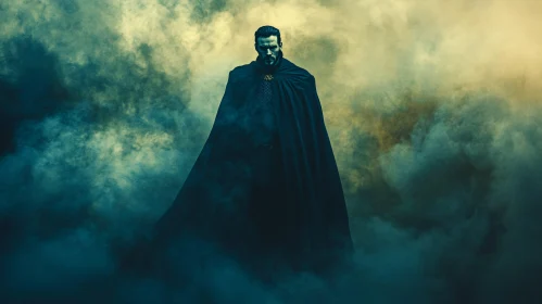 Man in Cape Surrounded by Fog