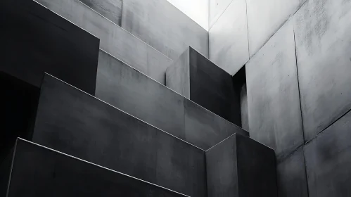 Monochrome Concrete Forms - Architectural Abstraction