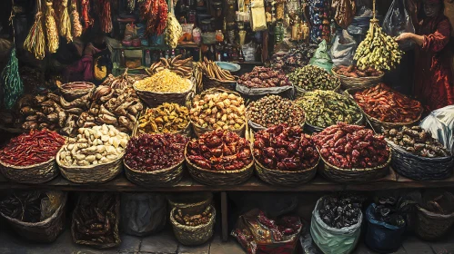 Baskets Full of Spices Still Life