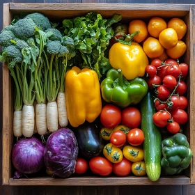 Assorted Veggies in Rustic Wood Container