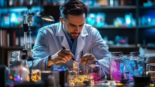Scientist at Work: A Glowing Laboratory Scene