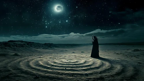 Enigmatic Lunar Ceremony at Night