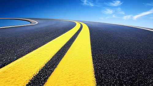 Asphalt Road with Yellow Lines