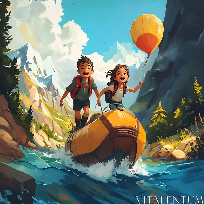 Kids' Rafting Trip with Yellow Balloon