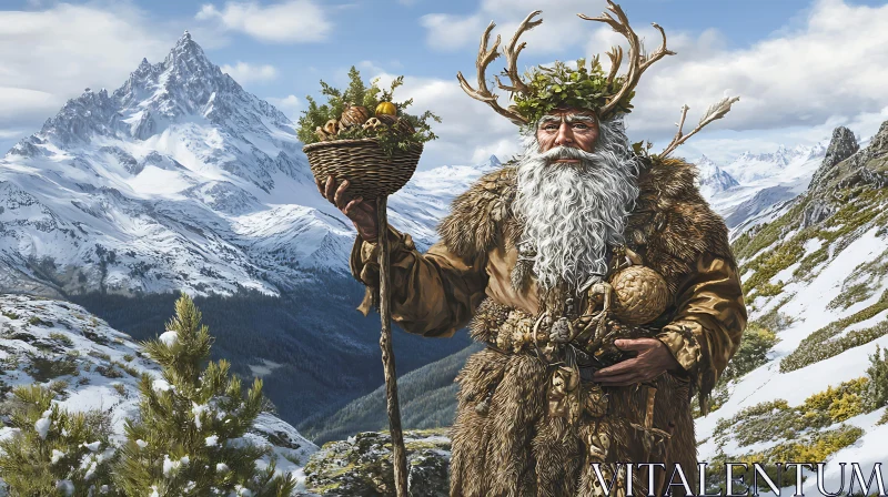 Winter Mountain Character with Basket