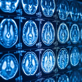 Blue-Toned Brain Scan Grid