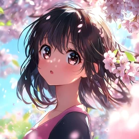 Cherry Blossom Anime Portrait