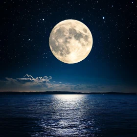 Celestial Moon Over Calm Water
