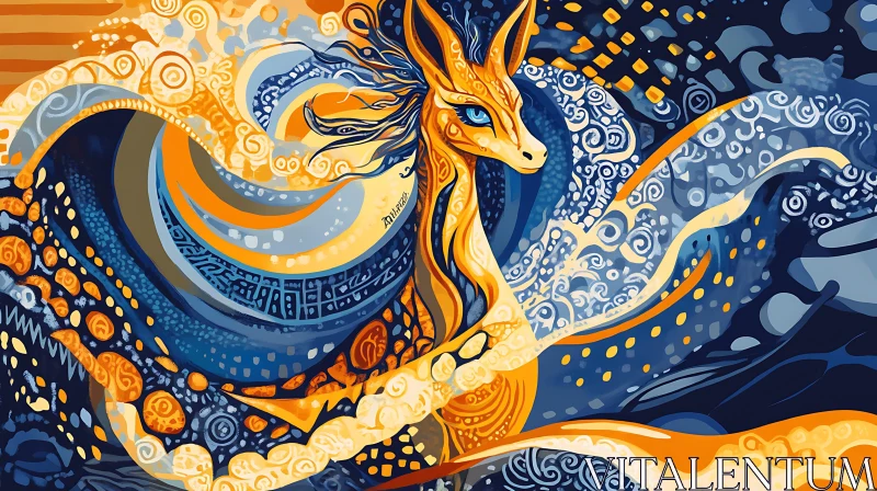 Stylized Dragon with Intricate Patterns