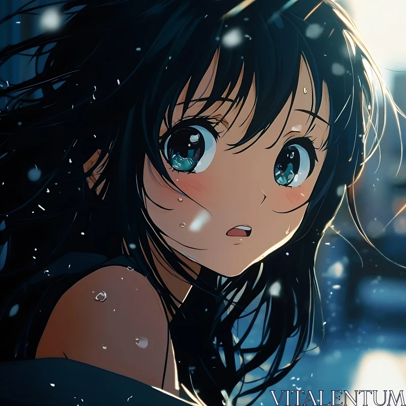 AI ART Expressive Anime Girl with Black Hair
