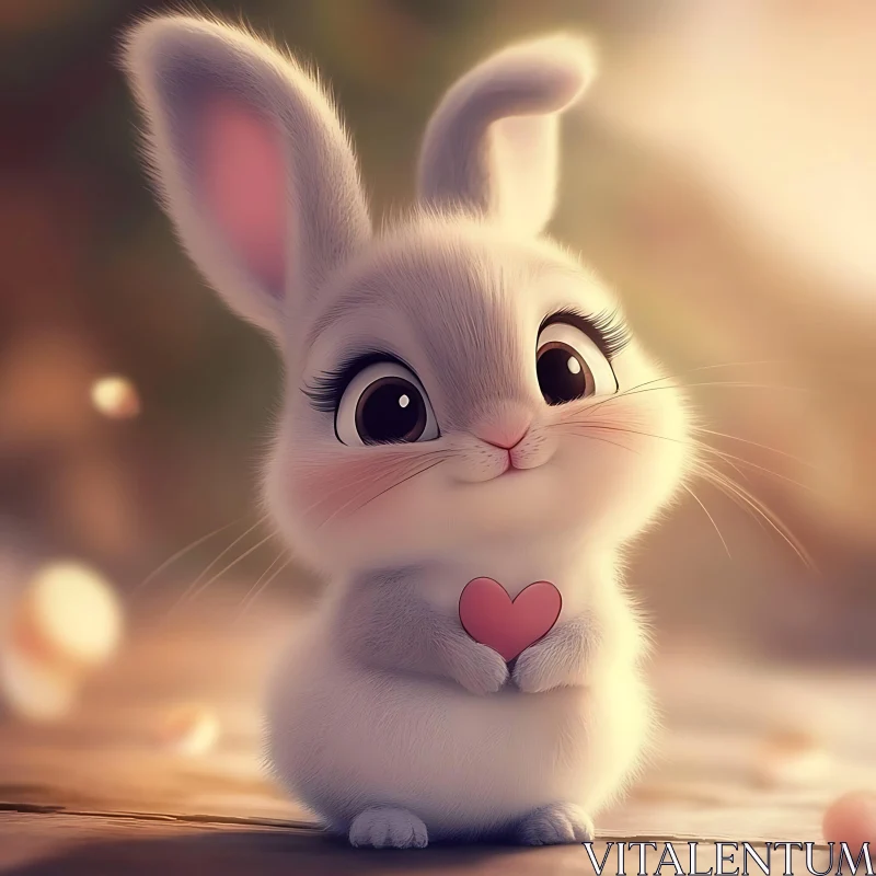 Fluffy Rabbit with Pink Heart