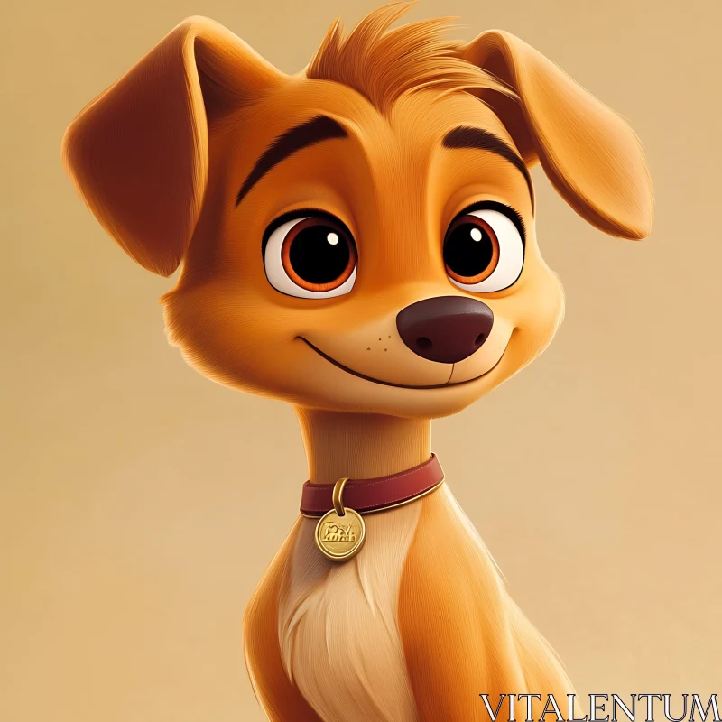 Charming Cartoon Puppy Portrait