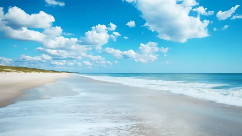 Tranquil Seascape with White Clouds