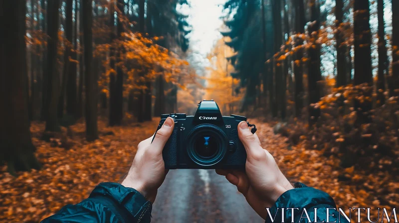 Camera in Autumn Forest