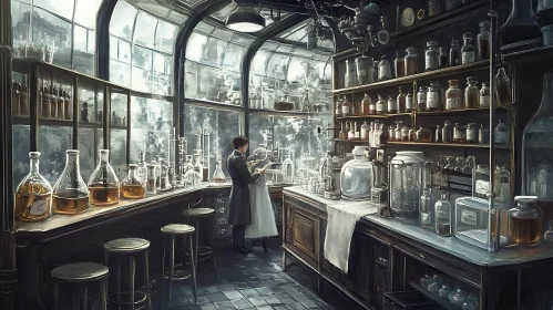 Old-fashioned Laboratory Interior