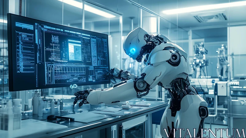 AI Robot Working in Advanced Laboratory