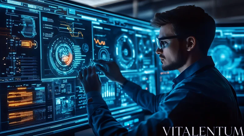 Man Analyzing Data on Screen