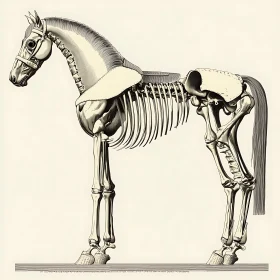 Monochrome Horse Skeleton Anatomical Study