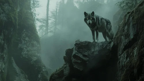 Lone Wolf on Cliff Edge