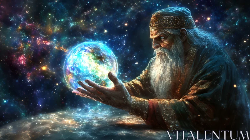 Celestial Sphere Wizard Artwork AI Image