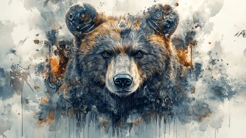 Surreal Mechanical Bear Painting