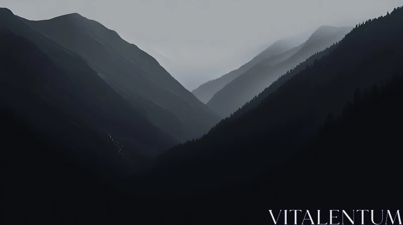 Misty Mountain Peaks AI Image