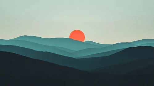 Layered Mountains at Sunset